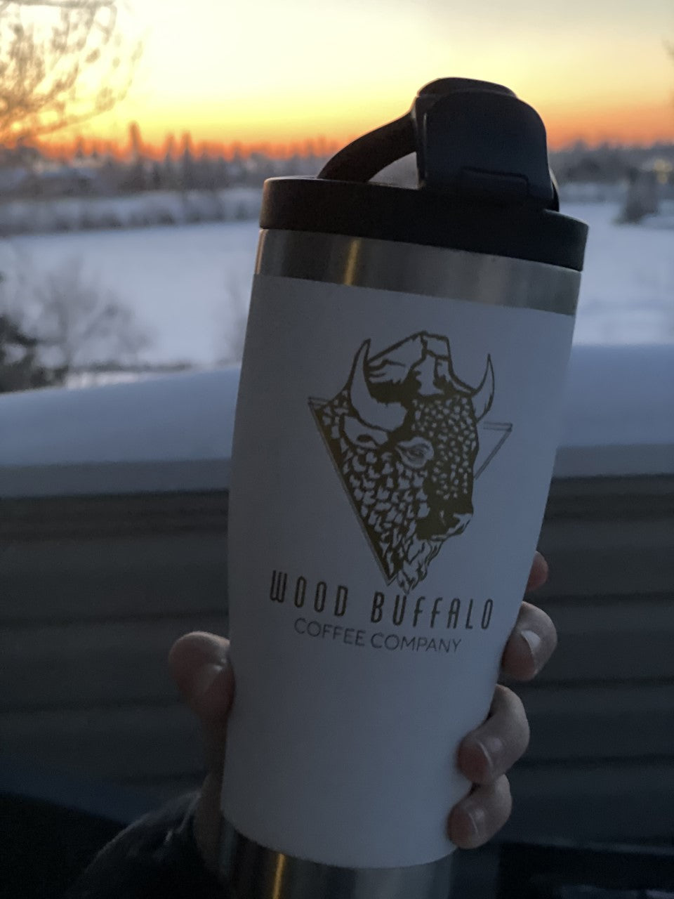 BruTrek 16 oz WOOD BUFFALO COFFEE Adventure Tumbler Travel Mug